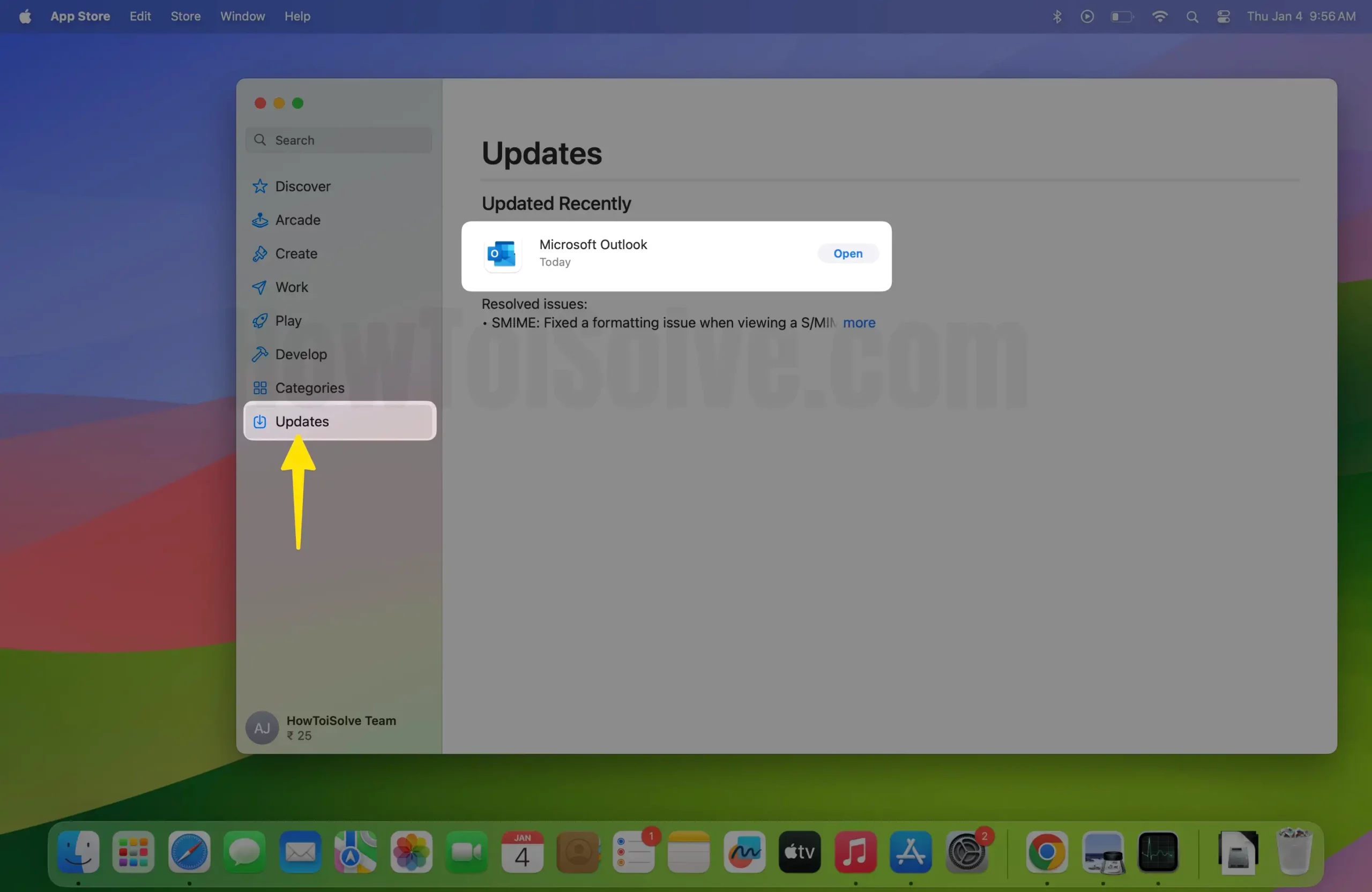 Select Update Tab Updated Recently Screen on Mac