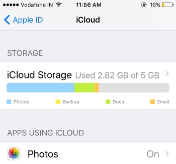 Check iCloud Storage info on iPhone iPad