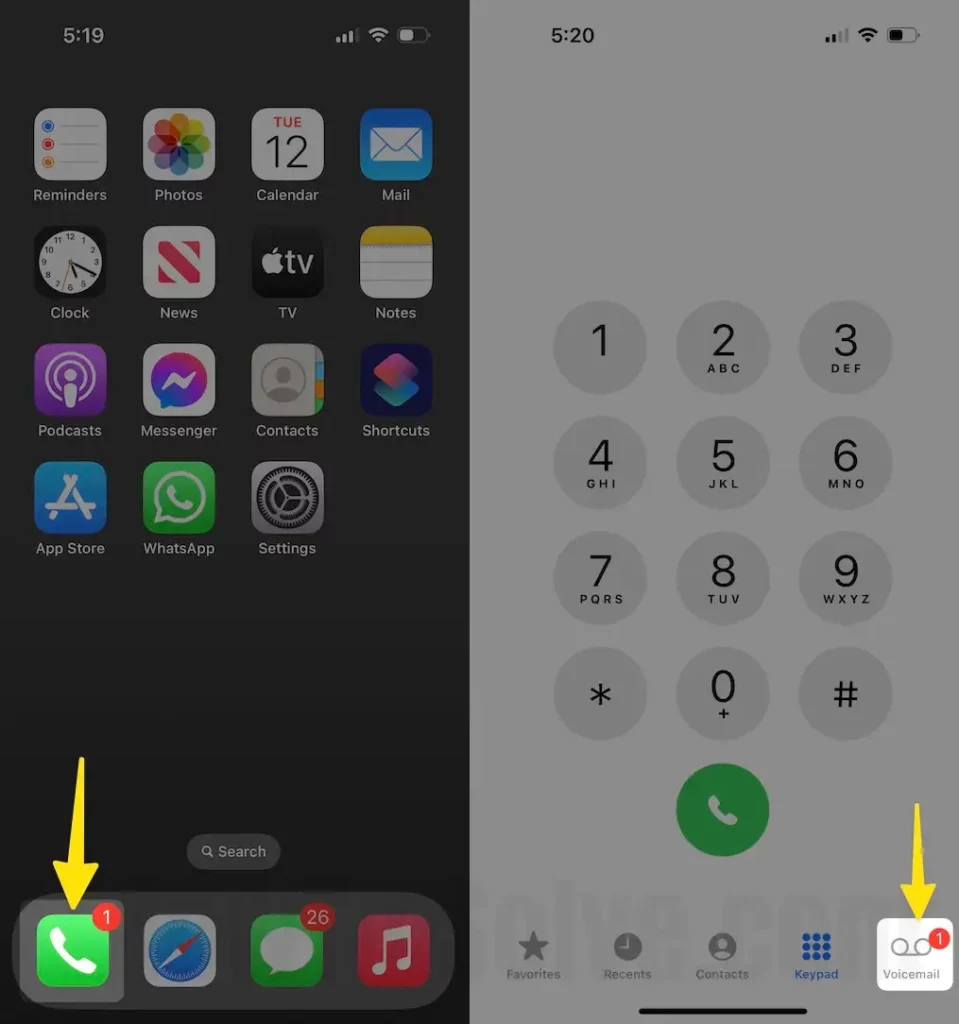  Open the phone app tap on voicemail on iPhone