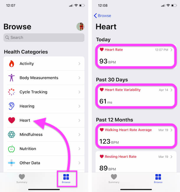 Know Heart Rate in BPM on iPhone Health App