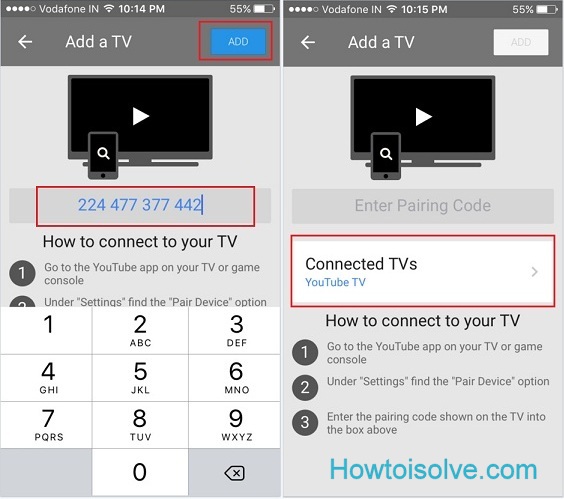 enter pairing code on iPhone from TV