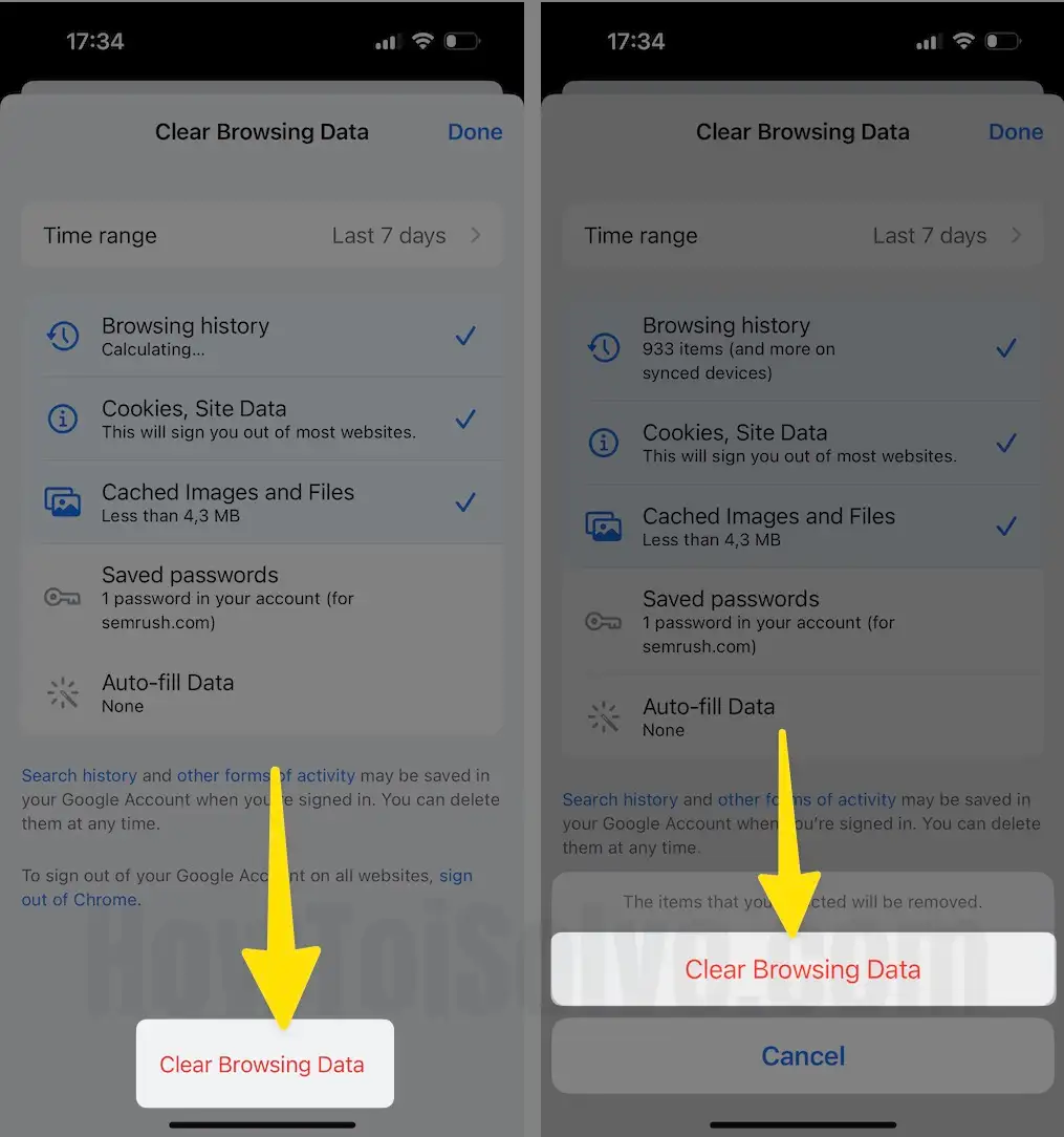 Click on clear browsing data choose clear browsing data on iPhone