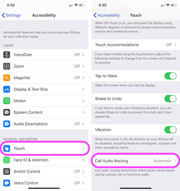 Call Audio Routing Settings on iPhone