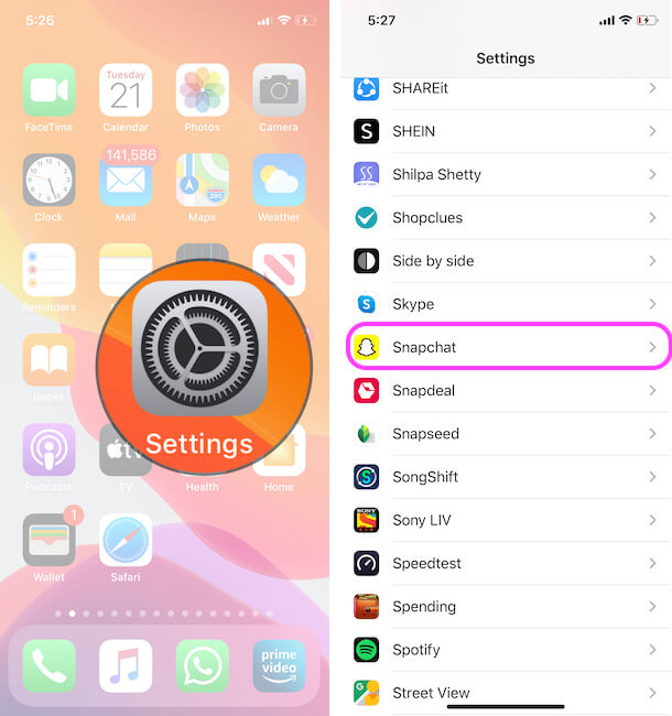 Microphone settings for snapchat on iPhone