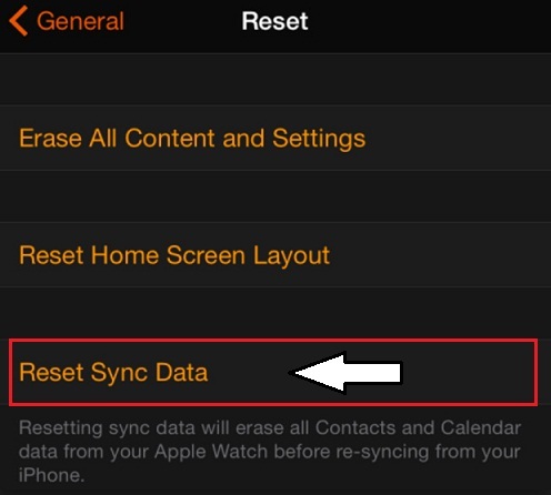 Reset Sync Data Apple watch app on Apple iPhone