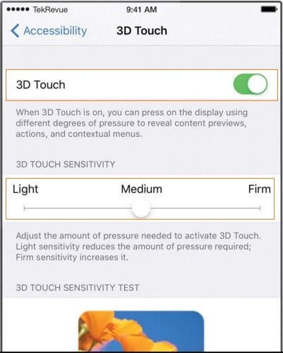 Настройки 3D Touch на iPhone 6S