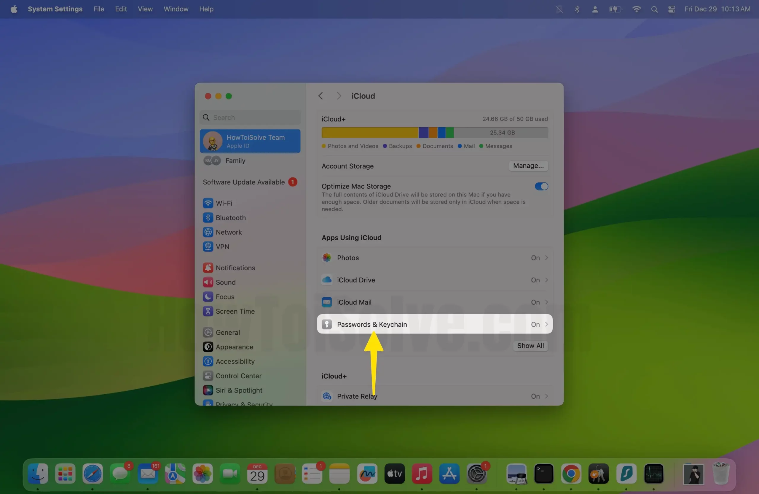 Tap on Passwords & Keychain on Mac