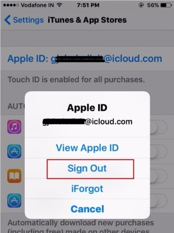 Sign Out App store on iPhone