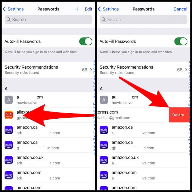 clear saved passwords safari