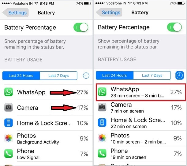 Battery Usage on iOS 9.3