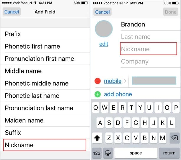 How to Add Nickname on iPhone Contacts iOS 9 HowToiSolve