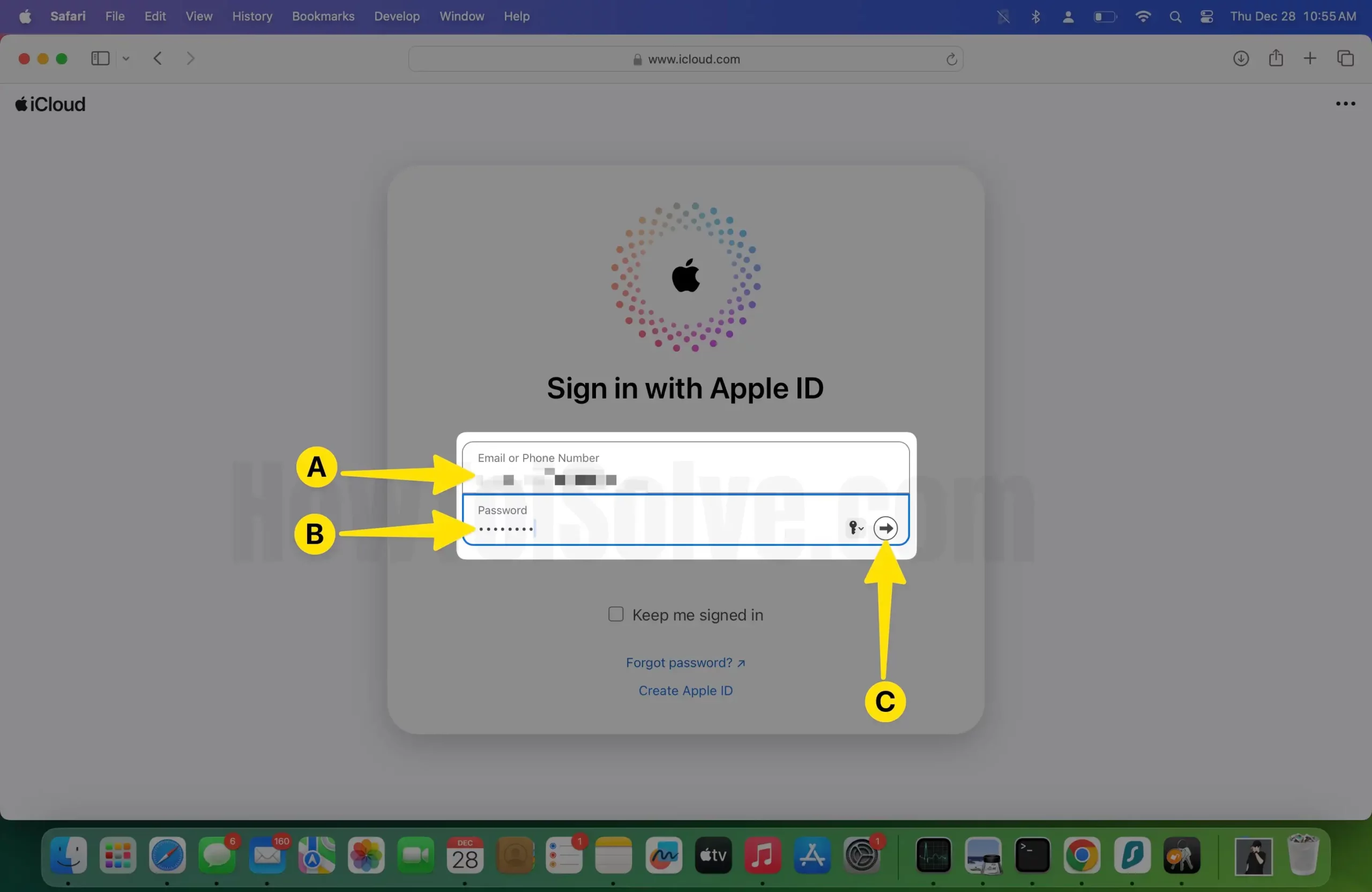 Log in with your Apple ID password that's signed with your iPhone on Mac