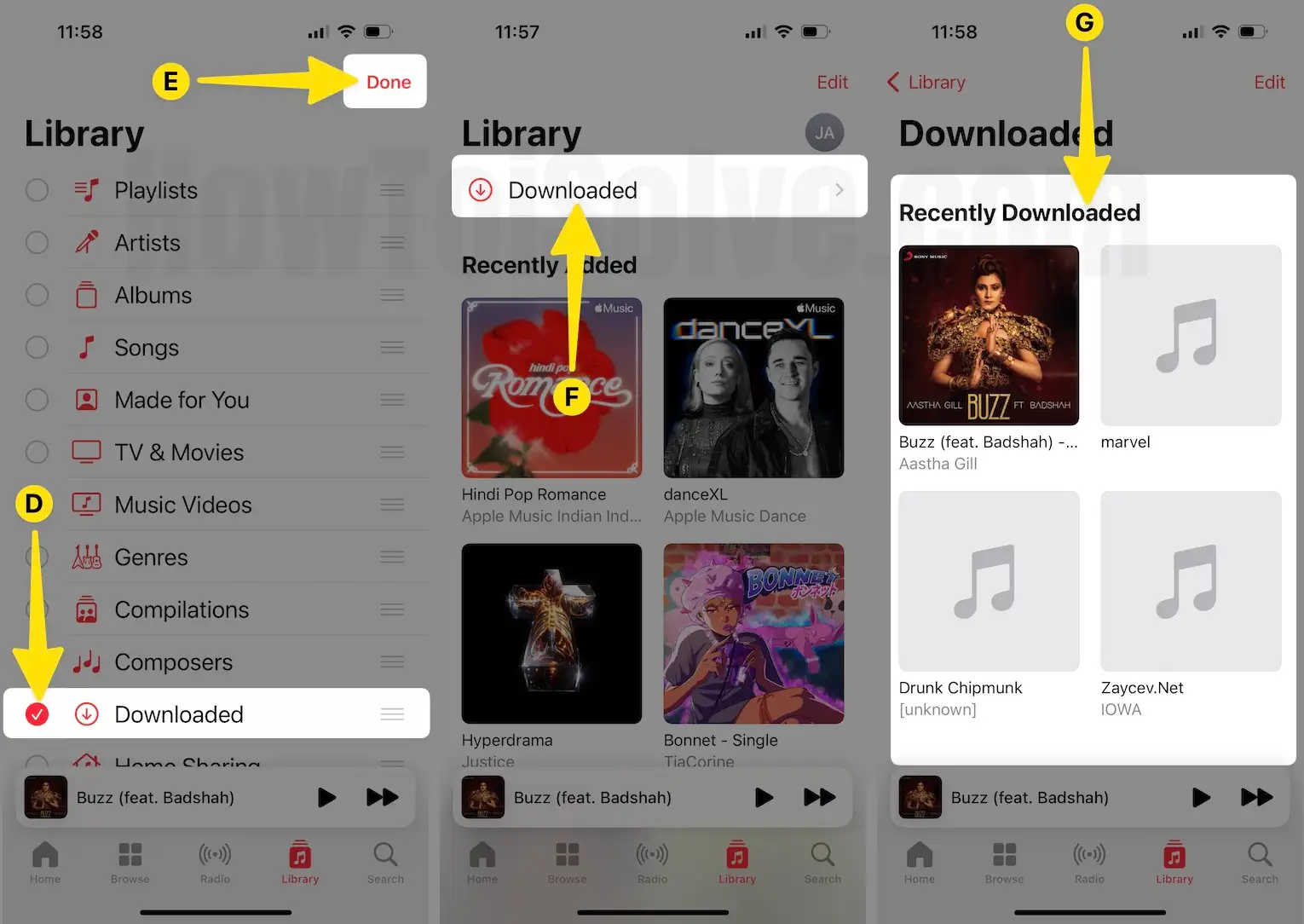 Select Downloaded Tap on Done Click on Downloaded Folder to easily show offline music on iPhone