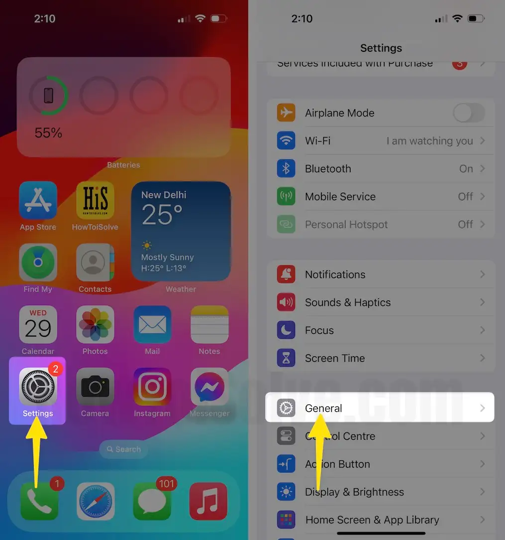 Launch the settings app tap on general on iPhone