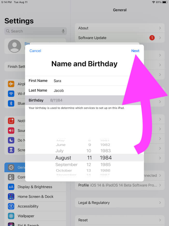 Enter Profile Details for new apple ID