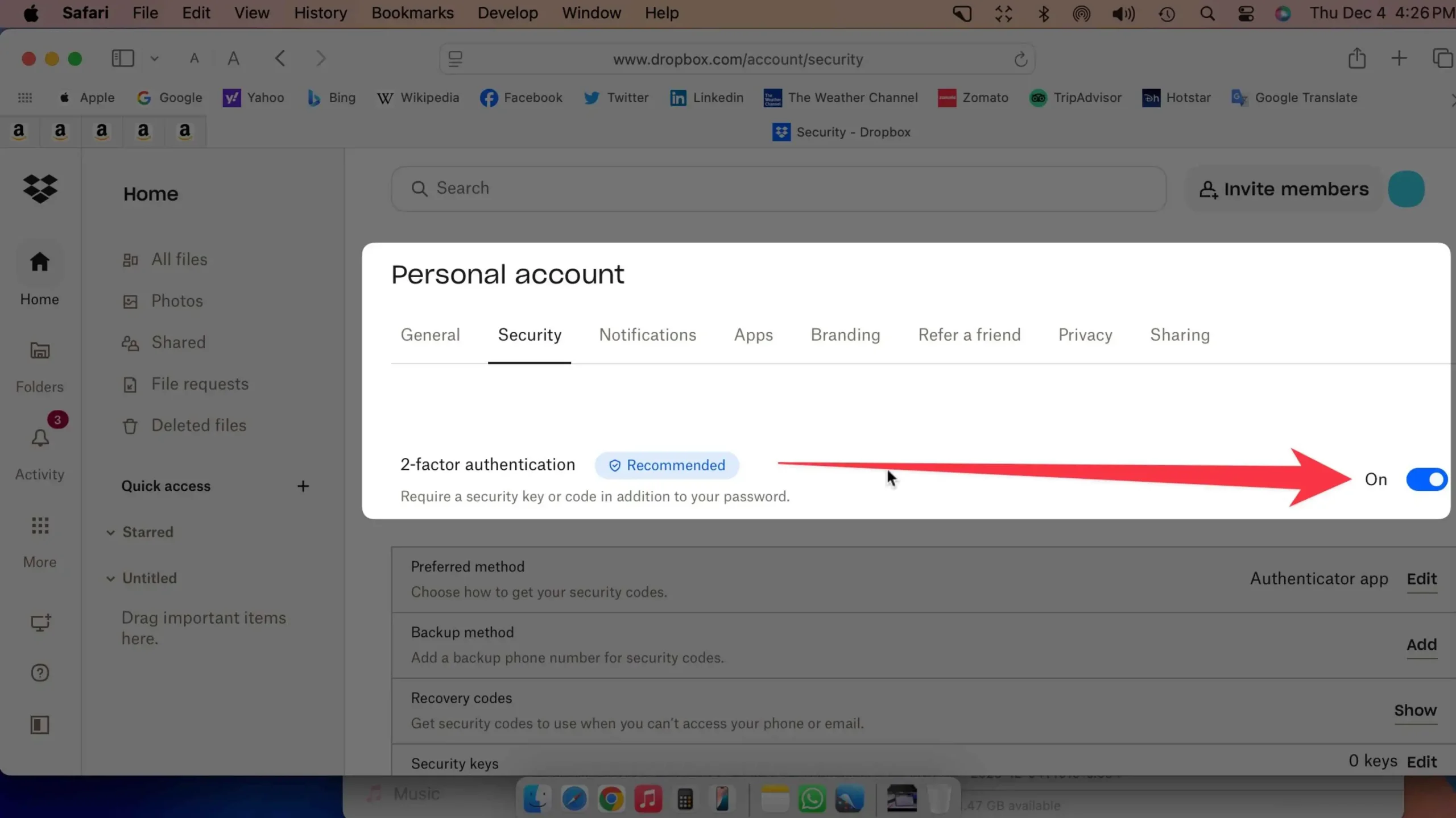 How to Enable Two-Step Verification in Dropbox