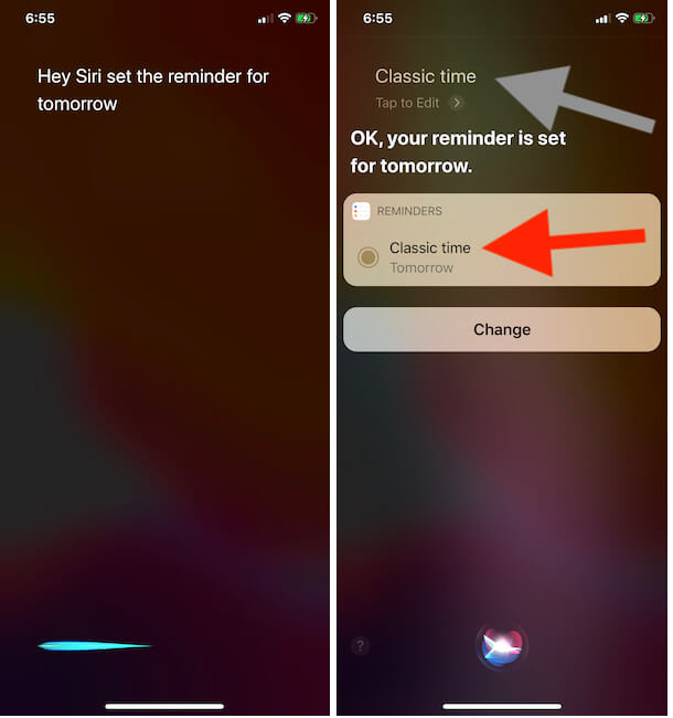 Setup Reminder on iPhone using Siri on iPhone