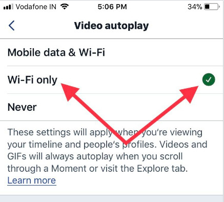 Tap Wi-Fi Only to autoplay videos in twitter 2017 on iPhone iPad