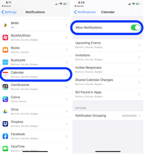 Turn off All Calendar Notification from iPhone