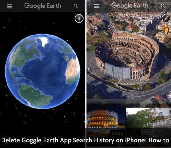 Delete Goggle Earth App search history on iPhone iPad iPod touch