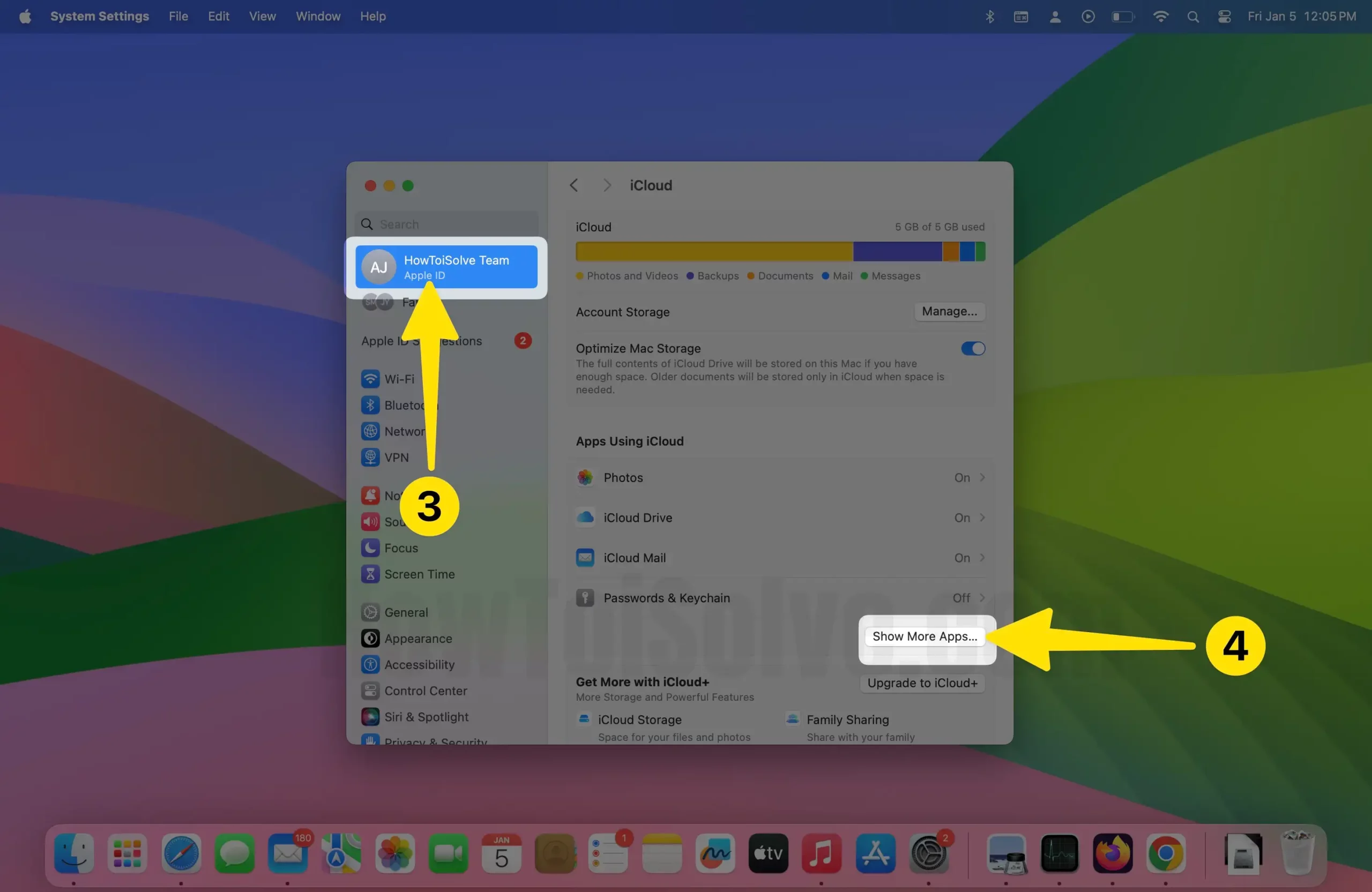 Click apple id select show more apps... on mac
