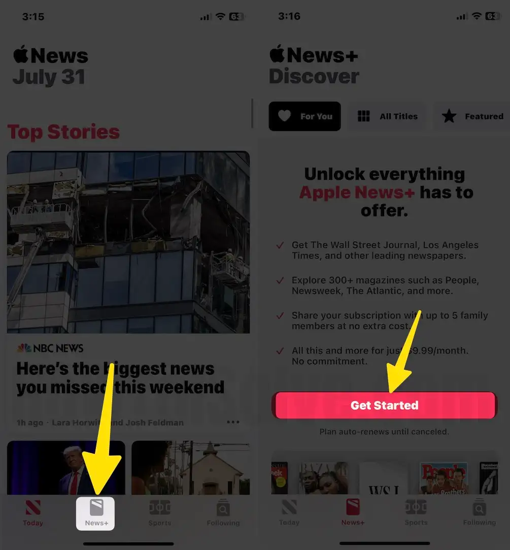 Apple News+ Subscription on iPhone