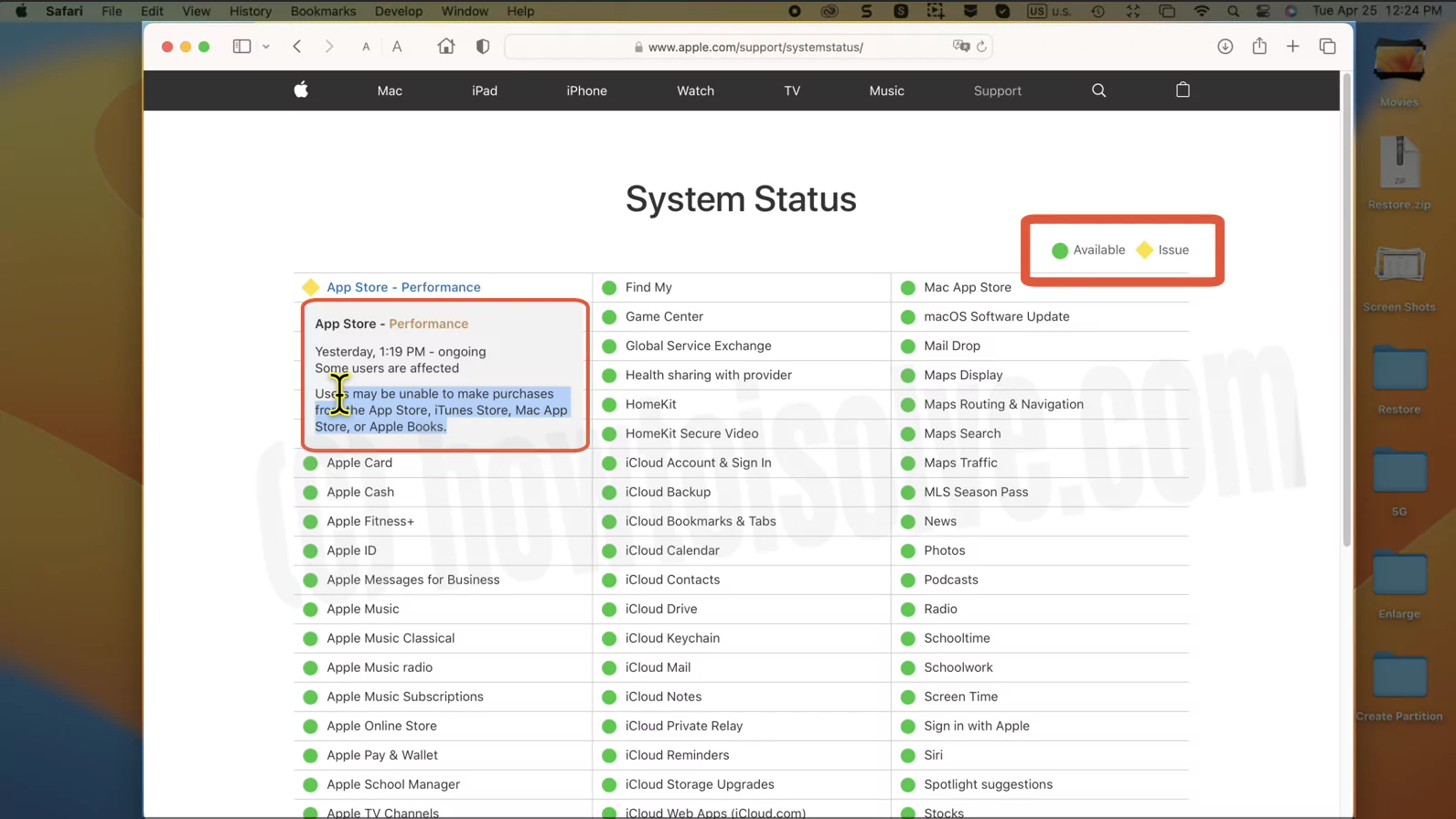 Check Apple System Status Online