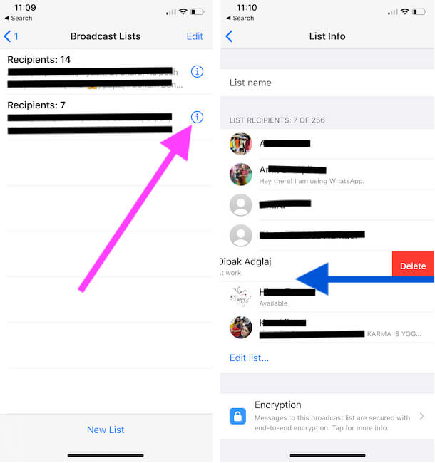 Edit WhatsApp Broadcast List and Remove Contacts from Broadcast