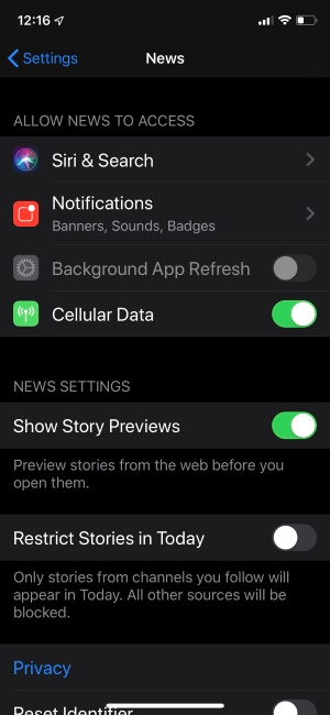 Safari Backgroud App Refresh and Other Settings on iPhone and ipad
