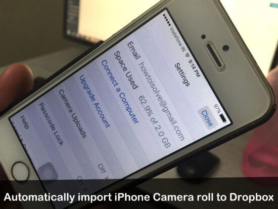 how to import iPhone Camera roll to Dropbox