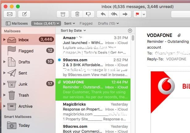 Mail app on Mac