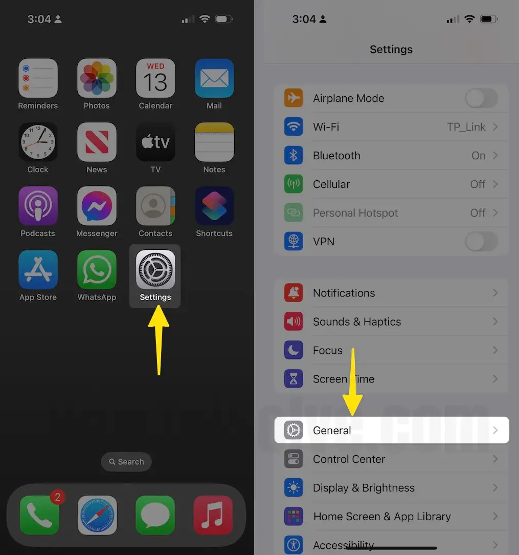 Go to the settings tap general on iPhone