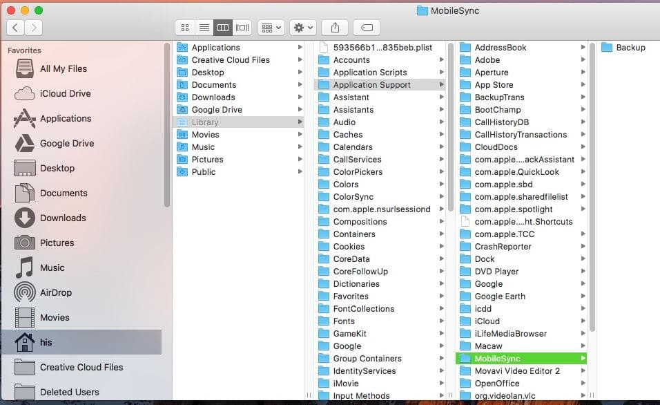 Finder/ Folder path on Mac for iPhone Backup to External Drive from Mac