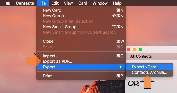 backup iPhone contacts on Mac Sierra