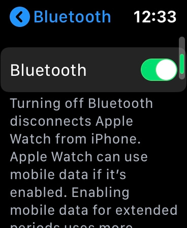 Enable Bluetooth on Apple Watch