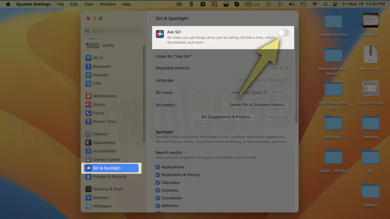 Enable Siri on Mac