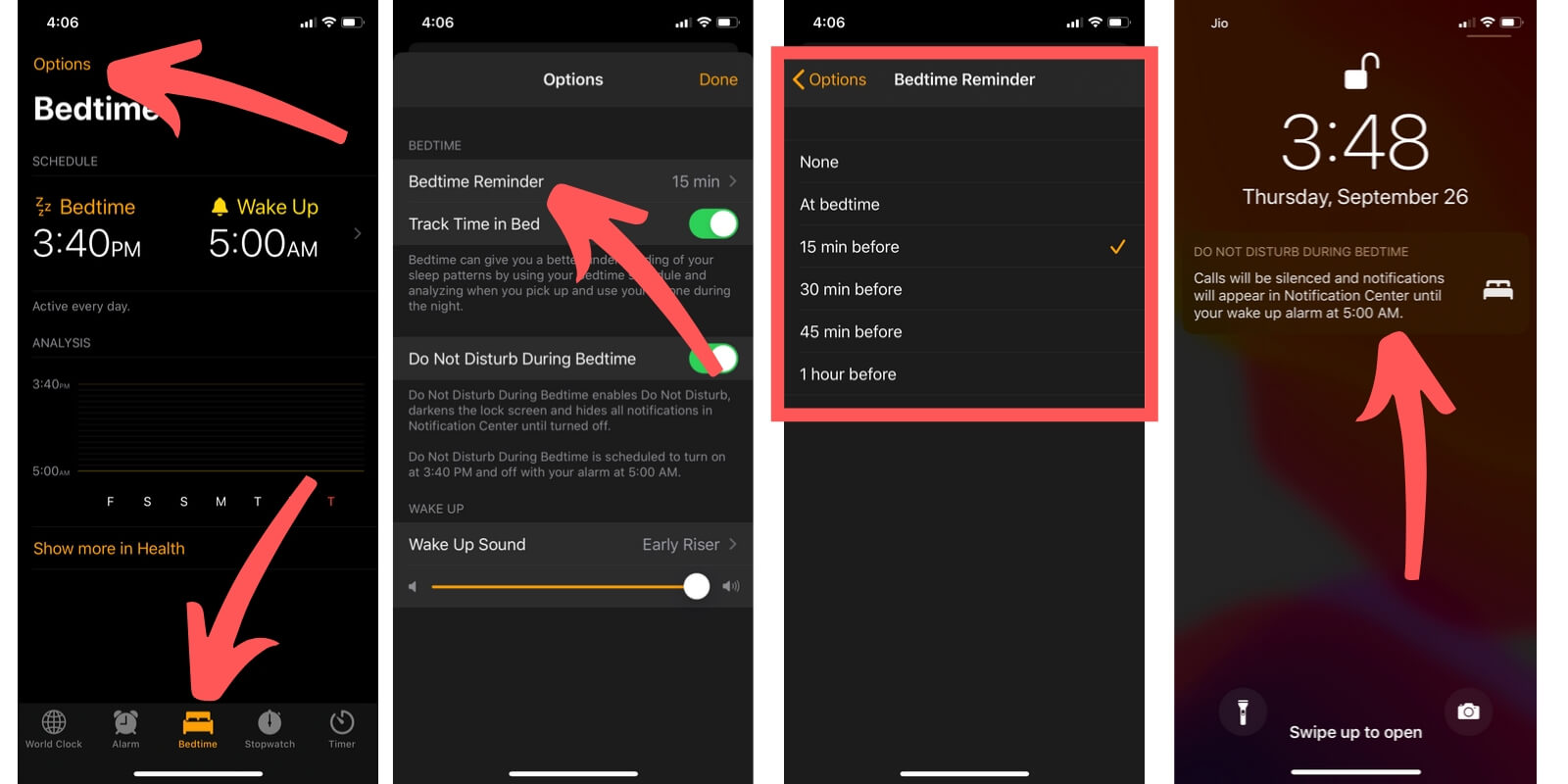 Enable or Change Bedtime Reminder on iPhone and iPad