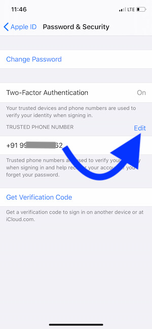 Mobile number for Two Factor Authontication
