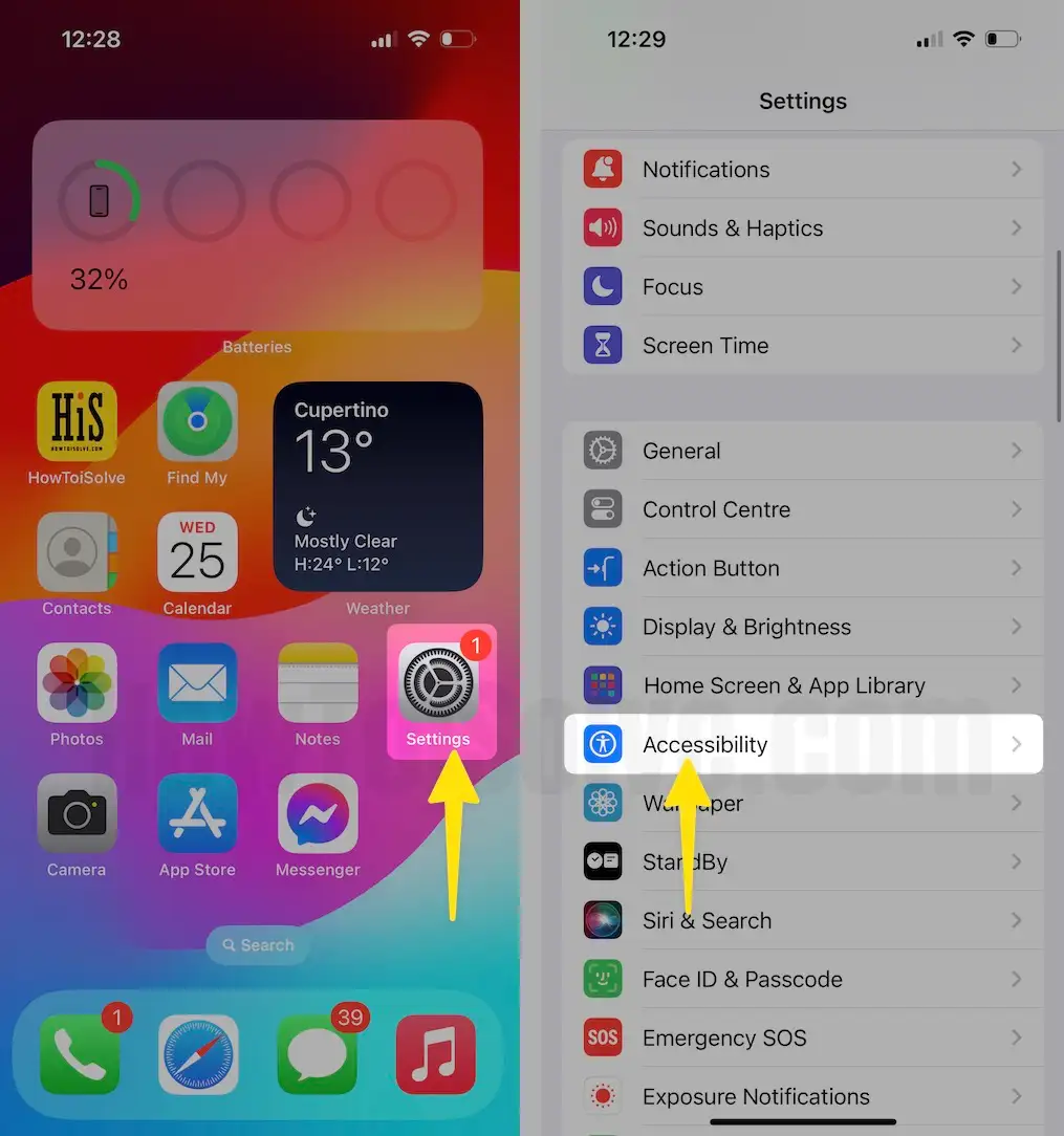 Open Settings App Tap Accessibility On iPhone