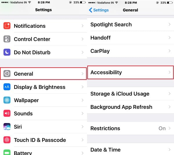 Accessibility in iOS 10 iPhone/ iPad