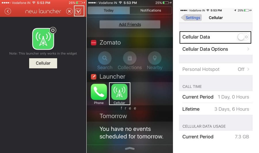 Manage Cellular Settings from Shortcuts