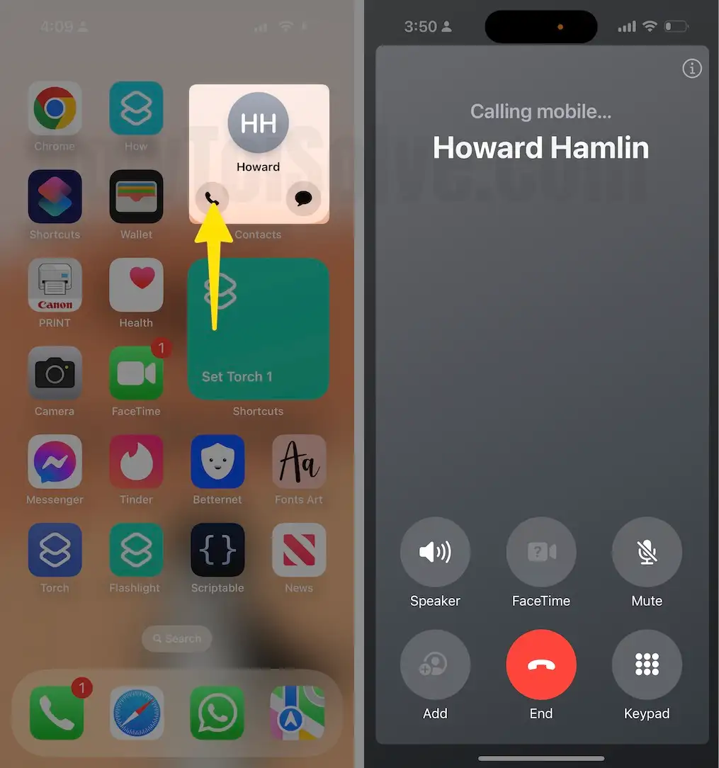 Tap on Calling icon to start calling Anytime on iPhone