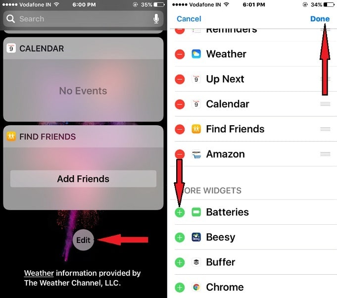 Add Today Widgets in iOS 10 iPhone, iPad
