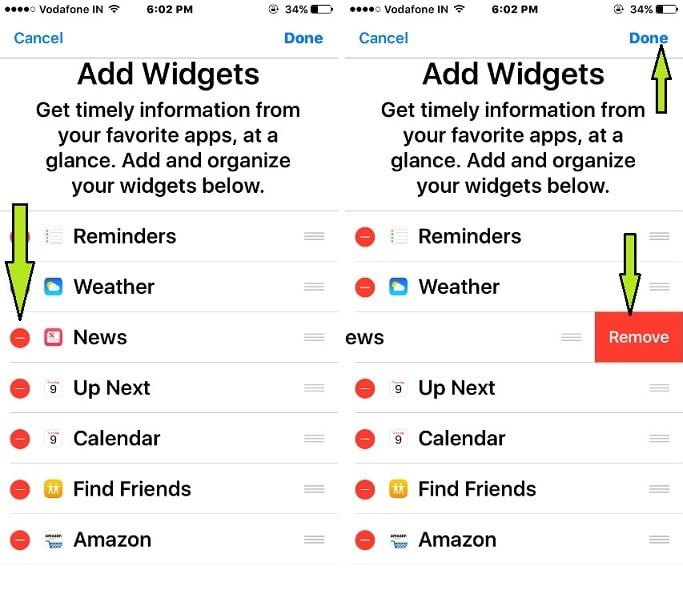 Delete or Remove Today Widgets in iOS 10 iPhone, iPad