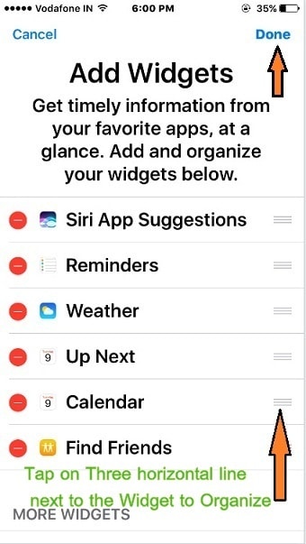 How to organize today view widgets in iOS 10