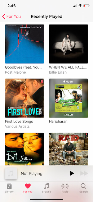 See the Recently played songs on iPhone Apple Music & Albums