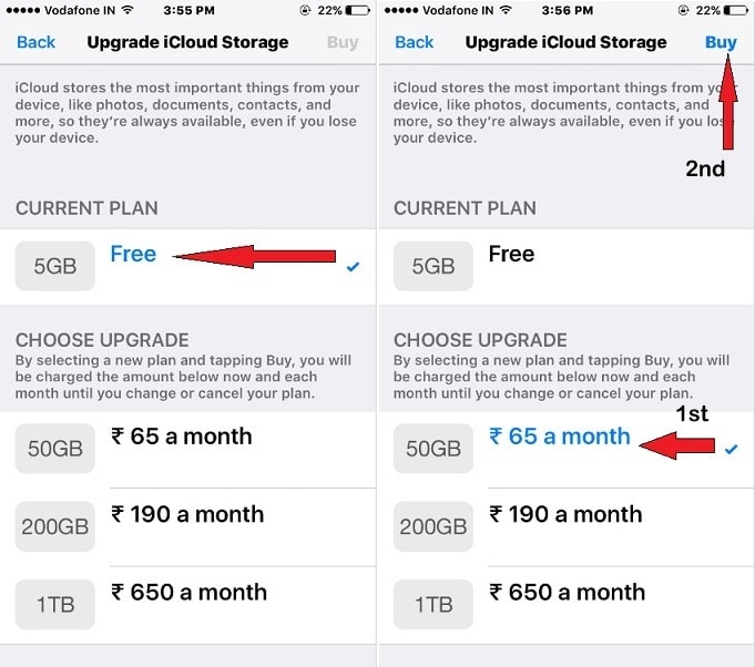 upgrade iCloud storage out of given 50GB, 200GB and 1TB