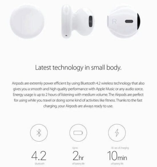 Specification of Wireless Bluetooth Airpods
