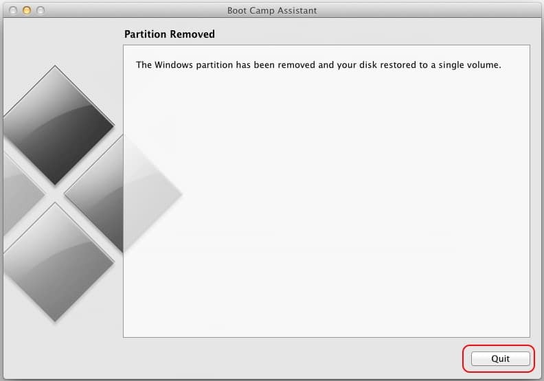 Remove windows Bootcamp partition from Mac