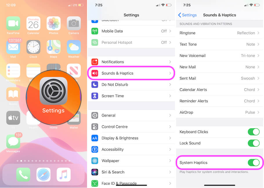 Enable and Disable System Haptics on iPhone from Settings app